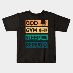 God Gym Sleep Christian Faith Workout Kids T-Shirt